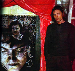 Viggo Mortensen with an artwork created for A Perfect Murder