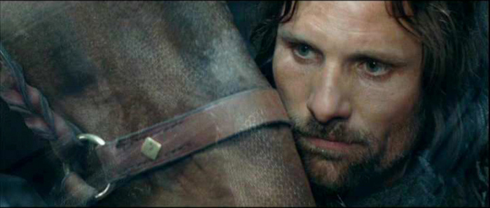 Brego and Aragorn in the stable