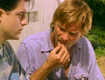 A couple of times in the film, Clay extinguishes his cigarette on his tongue. (Viggo Mortensen, Brendan Fraser)