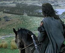 Aragorn and Brego see Saruman's army approaching Helms Deep