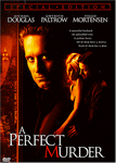 The Perfect Murder DVD cover features Michael Douglas in the foreground, with Gwyneth Paltrow and Viggo Mortensen embracing in the background. Michael looks pissed.
